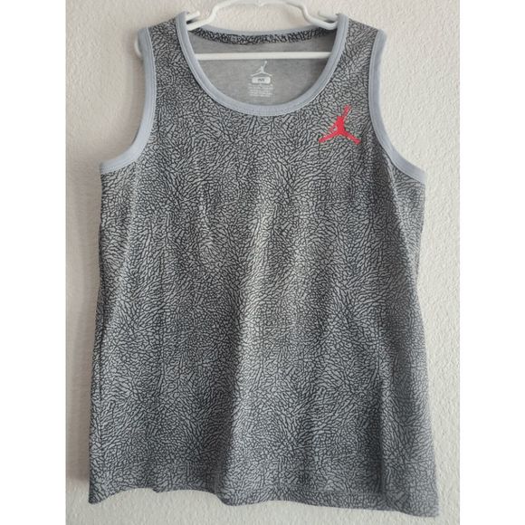 NEW Boys M NIKE AIR JORDAN Elephant Print Tank Top Shirt Jumpman Youth Gray 9518 - Picture 1 of 4